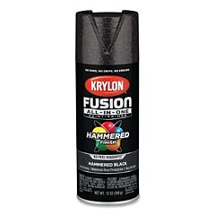 Krylon K02782007 Fusion All-In-One™ Paints + Primers, 12 Oz, Aerosol Can, Hammered Black