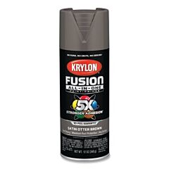 Krylon K02795007 Fusion All-In-One™ Paints + Primers, 12 Oz, Aerosol Can, Satin Otter Brown