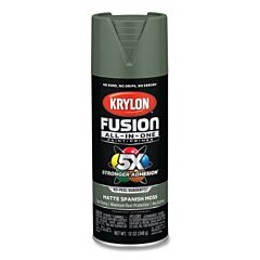 Krylon K02796007 Fusion All-In-One™ Paints + Primers, 12 Oz, Aerosol Can, Matte Spanish Moss