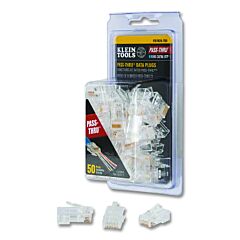Klein Tools Vdv826-704 Pass-Thru Connectors, Modulart Data Plug, Rj45-Cat6A, Utp, 50 Pack