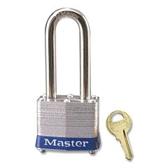 Master Lock 3Kalhblua326 No. 3 Laminated Steel Padlock, 9/32 In Dia, 5/8 In W X 2 In H Shackle, Silver/Blue, Keyed Alike, Keyed A326