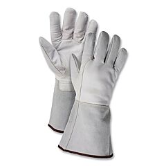 Wells Lamont Y2024S Goatskin Welder Gloves W/Cut Resistant Liner, Small, White, Gauntlet Cuff, A4