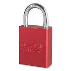 American Lock A1105Kared-26887 Anodized Aluminum Safety Padlock, 1/4 In Dia, 1 In L, 25/32 In W, Red, Keyed Alike, Key - 26887