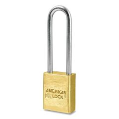 American Lock A42 Solid Brass Padlock, 1/4 In Dia, 3 In L, 3/4 In W, Keyed Different