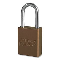 American Lock S1106Brn Anodized Aluminum Safety Padlock, 1/4 In Dia, 1-1/2 In L, 25/32 In W, Brown, Keyed Different