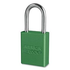 American Lock S1106Grn Anodized Aluminum Safety Padlock, 1/4 In Dia, 1-1/2 In L, 25/32 In W, Green, Keyed Different
