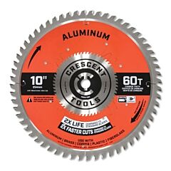 Crescent Csbak-1060 Aluminum Circular Saw Blade, 5/8 In Dia Arbor, 60 Teeth, 10 In Dia Blade, Thick, 5 Ea/Pk