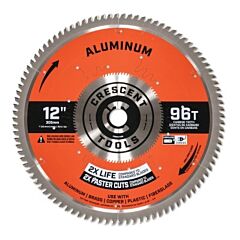 Crescent Csbam-1296 Aluminum Circular Saw Blade, 1 In Dia Arbor, 96 Teeth, 12 In Dia Blade, Medium, 5 Ea/Pk