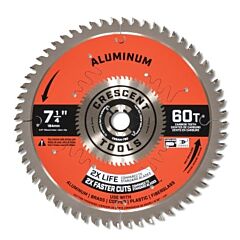Crescent Csbam-760 Aluminum Circular Saw Blade, 5/8 In Dia Arbor, 60 Teeth, 7-1/4 In Dia Blade, Medium, 5 Ea/Pk