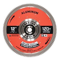Crescent Csban-12120 Aluminum Circular Saw Blade, 1 In Dia Arbor, 120 Teeth, 12 In Dia Blade, Thin, 5 Ea/Pk