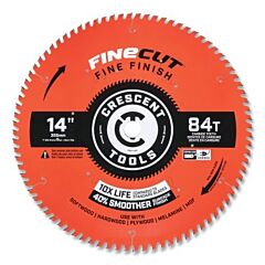 Crescent Csbff-1484 Finecut Finishing Circular Saw Blade, 1 In Dia Arbor, 84 Teeth, 14 In Dia Blade, Fine, 5 Ea/Pk