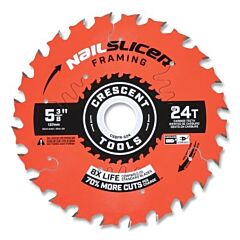 Crescent Csbfr-524 Nailslicer Framing Circular Saw Blade, 3/4 In Dia Arbor, 24 Teeth, 5-3/8 In Dia Blade, 5 Ea/Pk