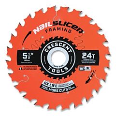 Crescent Csbfr-5524 Nailslicer Framing Circular Saw Blade, 3/4 In Dia Arbor, 24 Teeth, 5-1/2 In Dia Blade, 5 Ea/Pk