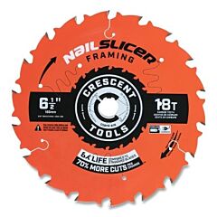 Crescent Csbfr-618 Nailslicer Framing Circular Saw Blade, 5/8 In Dia Arbor, 18 Teeth, 6-1/2 In Dia Blade, 5 Ea/Pk