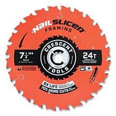 Crescent Csbfr-724-3 Nailslicer Framing Circular Saw Blade, 5/8 In Dia Arbor, 24 Teeth, 7-1/4 In Dia Blade, 3 Ea/Pk