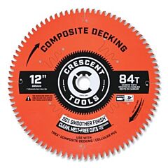 Crescent Csbtx-1284 Composite Decking Circular Saw Blade, 1 In Dia Arbor, 84 Teeth, 12 In Dia Blade, 5 Ea/Pk