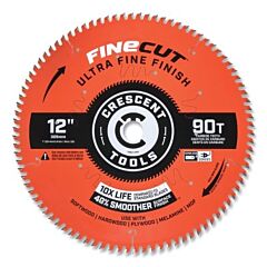 Crescent Csbuf-1290 Finecut Finishing Circular Saw Blade, 1 In Dia Arbor, 90 Teeth, 12 In Dia Blade, Ultra Fine, 5 Ea/Pk