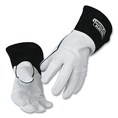 Lincoln Electric K2981-L Leather Tig Welding Gloves, 12 In L, Goatskin, Large, White/Black, Wrist, Unlined