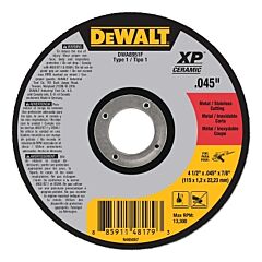 Dewalt Dwa8951F Xp Ceramic Type 1 Metal Cutting Wheel, 4-1/2 In X .045 X 7/8 In