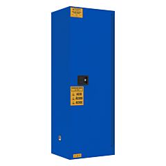 Durham 1022M-293T Fm Approved, Corrosive Storage Cabinet, 22 Gallon, 1 Door, Manual Closing Door, 2 Shelves, 3 Plastic Trays, Blue