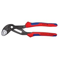 Knipex 8702180 Cobra Water Pump Plier, 7-1/4 In Oal, 11 Adjustments, V Jaw, Heavy-Duty Ergonomic Handle