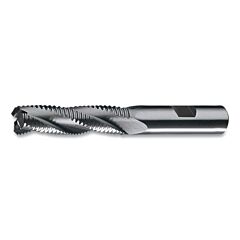 Cleveland C30710 Rg8 Series Rougher Coarse Pitch End Mill, 7/16 In X 1.25 In X 3.25 In Oal, 4 Flutes, Straight W/Weldon Flat, Bright Finish