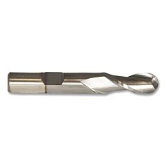 Cleveland C39033 Hg-2B Single End High-Speed Steel Ball Nose End Mill, 2 Flutes, 1/2 In Dia Milling, 1 In Lg Of Cut, Ticn