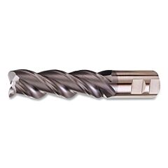 Cleveland C40354 Powder Metal High-Helix Finishing End Mill, Style Pm-539R-Tc, 3/4 In Dia Milling, 3 In Lg Of Cut, Ticn