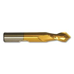 Cleveland C40506 Hss Single End 2-Flute Center Cutting End Mill, Style Hpdm-2-Tn, 1/4 In Dia Milling, 0.5 In Lg Of Cut, Tin