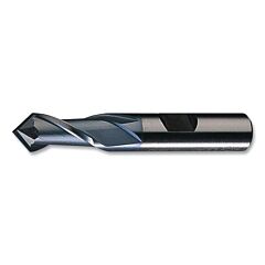 Cleveland C40529 Hss Single End 2-Flute Center Cutting End Mill, Style Hpdm-2-Tc, 7/8 In Dia Milling, 1.5 In Lg Of Cut, Ticn