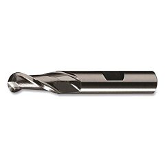 Cleveland C42129 Hg-2B Single End High-Speed Steel Ball Nose End Mill, 2 Flutes, 5/8 In Dia Milling, 1.375 In Lg Of Cut, Bright Finish