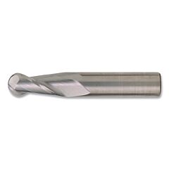 Cleveland C60957 Cem-Se-2B Carbide Single-End General Purpose Ball Nose End Mill, 2 Flutes, 1/2 In Dia Milling, 2 In Lg Of Cut, Bright