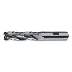 Cleveland C75391 Rg8 Series Rougher Coarse Pitch End Mill, 2 In X 8 In X 11.75 In Oal, 8 Flutes, Straight W/ Weldon Flats, Bright Finish