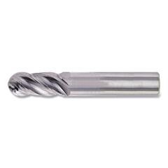 Cleveland C80115Wf Cem-V-4B Carbide Single-End General Purpose Ball Nose End Mill, 1/2 In Dia, 1/2 In Shank Size, 1 In L Of Cut, 3 In L