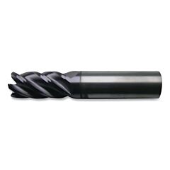 Cleveland C80575 Cem-V2-5R Carbide End Mill, 1/2 X 1/2 X 2 X 4, 0.125 Cr, 5 Flutes, Straight Shank, Ap/Max Finish