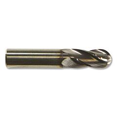 Cleveland C83541 Cem-Se-4B Carbide Single-End General Purpose Ball Nose End Mill, 4 Flutes, 17/64 In Dia Milling, 0.875 In Lg Of Cut, Tialn