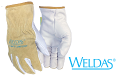 Weldas 10-1060M Grain Goatskin Palm Gloves, Split Cowhide Back, Keystone Thumb, Size Medium