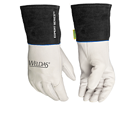Weldas 10-1024Xl Expert Series Grain Goatskin Gloves, 4" Cowhide Cuff, Seamless Index, Unlined, Size X-Large