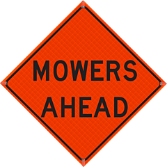 Plasticade R36Di-Ro-Pp-Moah 36" X 36" Mowers Ahead Roll-Up Sign, Reflective Vinyl