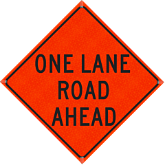 Plasticade R36Di-Mo-Pp-W20-4A 36" X 36" One Lane Road Ahead Roll-Up Sign, High Performance Marathon