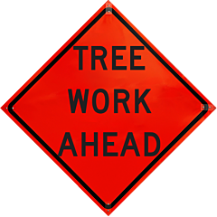 Plasticade R36Di-Nro-Pp-Twa 36" X 36" Tree Work Ahead Roll-Up Sign, Non Reflective Vinyl