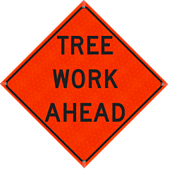 Plasticade R36Di-Mo-Pp-Twa 36" X 36" Tree Work Ahead Roll-Up Sign, High Performance Marathon