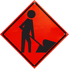 Plasticade R36Di-Nro-Pp-W21-1 36" X 36" Worker Symbol Roll-Up Sign, Non Reflective Vinyl