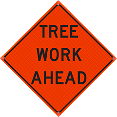 Plasticade R48Di-Ro-Pp-Twa 48" X 48" Tree Work Ahead Roll-Up Sign, Reflective Vinyl