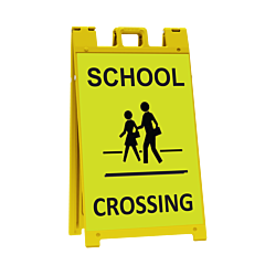 Plasticade 130-Wlgq3622-Ygdg Signicade Sign Stand With School Crossing Signs, White, Engineer Grade Legend