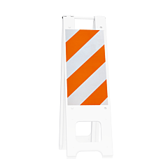 Plasticade 150-Wht12Eg Narrowcade Sign Stand/Barricade, White, Engineer Grade Striped Sheeting