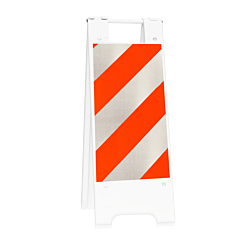 Plasticade 155-Wht12Dg Minicade Sign Stand/Barricade, White, Diamond Grade Striped Sheeting