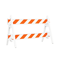 Plasticade 2002-A8Hi-P Plasticade A-Frame Barricade Set, White, High Intensity Prismatic Striped Sheeting