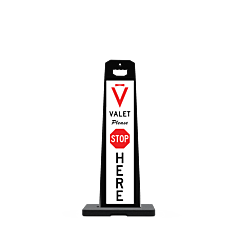 Plasticade 4100-Bk-Park6-20Rb Gemstone Valet Sign With 20 Lb. Rubber Base, White Valet Stop Here Sign On Two Sides