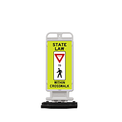 Plasticade 4324-W-K1550Ygdg-Rb28Pk Crosscade 24 Pedestrian Barricade Panel & Base, White And Black, Diamond Grade With Hip White And Red